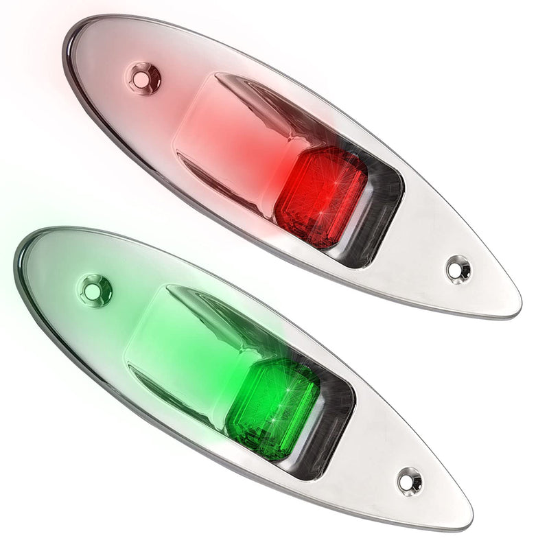 12V LED Navigation Boat Lights Teardrop Type Side Bow Light Waterproof Stainless Steel Shell Marine Boat Yacht Sailing Signal Warning Light visibility 2NM Model 1