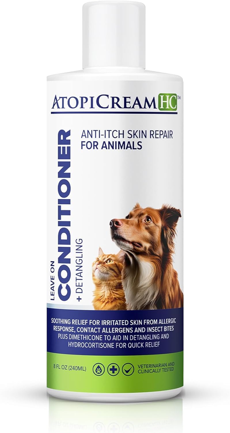 AtopiCream HC Leave-in 1% Hydrocortisone Conditioner Moisturizer for Dogs with Dry, Itchy Skin and Allergies, Pet Itch Relief, 8 oz - BeesActive Australia