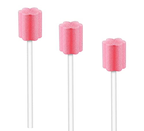 250PCS Disposable Mouth Swabs Sponge,Unflavored &Sterile Oral Swabs - Pink