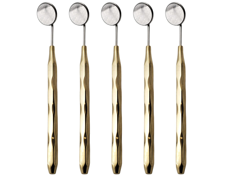 ARTMAN INSTRUMENTS Dental Mirror Set of 5 – Stainless Steel with Gold Plated Handle, Front Surface Rhodium Plasma Coated, European Style Threading, Autoclavable - BeesActive Australia