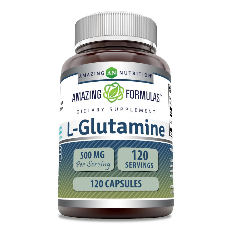 Amazing Formulas L-Glutamine Amino Acid Supplement | 500 Mg | Capsules | Non-GMO | Gluten-Free | Made in USA (1 Pack | 120 Count) Unflavored 1 Count (Pack of 1) - BeesActive Australia