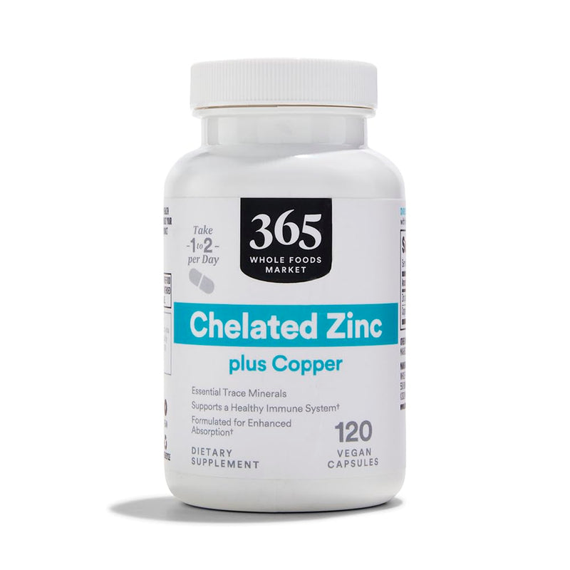 365 Everyday Value, Chelated Zinc plus Copper, 120 ct Unflavored 120 Count (Pack of 1) - BeesActive Australia