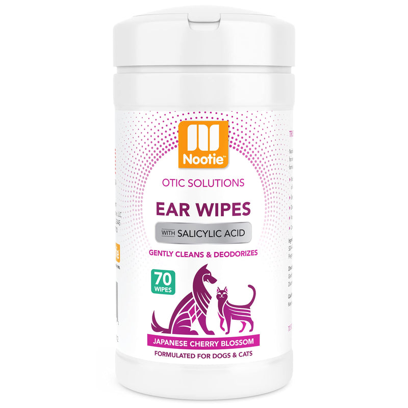Nootie Dog & Cat Ear Wipes with Salycyclic Acid- Japanese Cherry Blossom - 70 Wipes - Vegan Friendly - Sold in Over 5000 Vet Clinics - PawsPlanet Australia