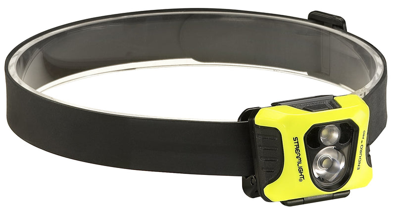 Streamlight 61422 Enduro Pro 200-Lumen LED Headlamp with Elastic Head Strap, Rubber Hard Hat Strap, and 3M Dual Lock Fasteners, Box, Yellow