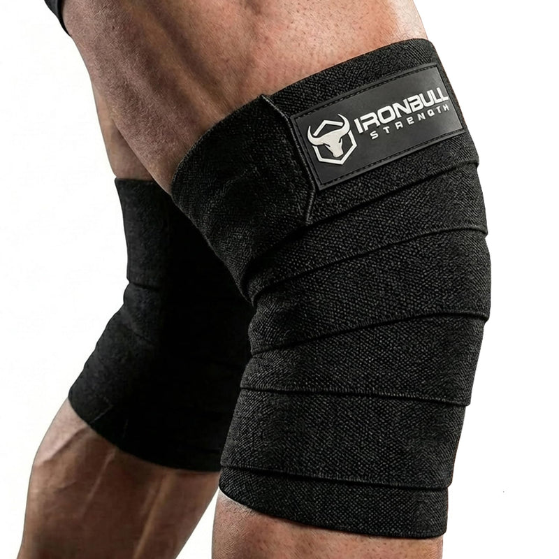 Knee Wraps for Weightlifting - 80" Elastic Knee Straps for Squats and Weight Lifting - Lifting Knee Wraps for Strength & Compression Wrap - Knee Support for Squatting, Powerlifting, Gym Black