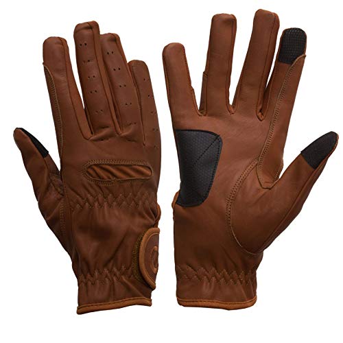 eGlove eQUEST GripPro Leather Touchscreen Horse Riding Gloves Tan Small - BeesActive Australia