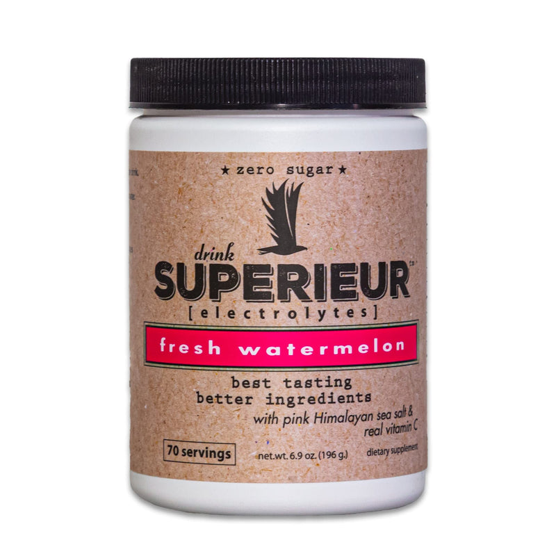 Superieur Electrolytes – Plant Based Electrolyte Supplement w/Sea Minerals for Hydration & Recovery – Keto Friendly, Non-GMO, Zero Sugar, Vegan Healthy Sports Drink Powder – Watermelon (70 Servings) - BeesActive Australia
