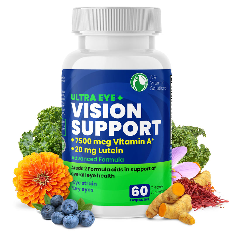 AREDS 2 Eye Vitamins - Lutein and Zeaxanthin for Macular Health, Bilberry | 20mg Lutein, Vitamin A, Zinc, Dry Eye & Strain Relief for Adults, Non-GMO, Gluten-Free, 60 Capsules, 1 Month Supply