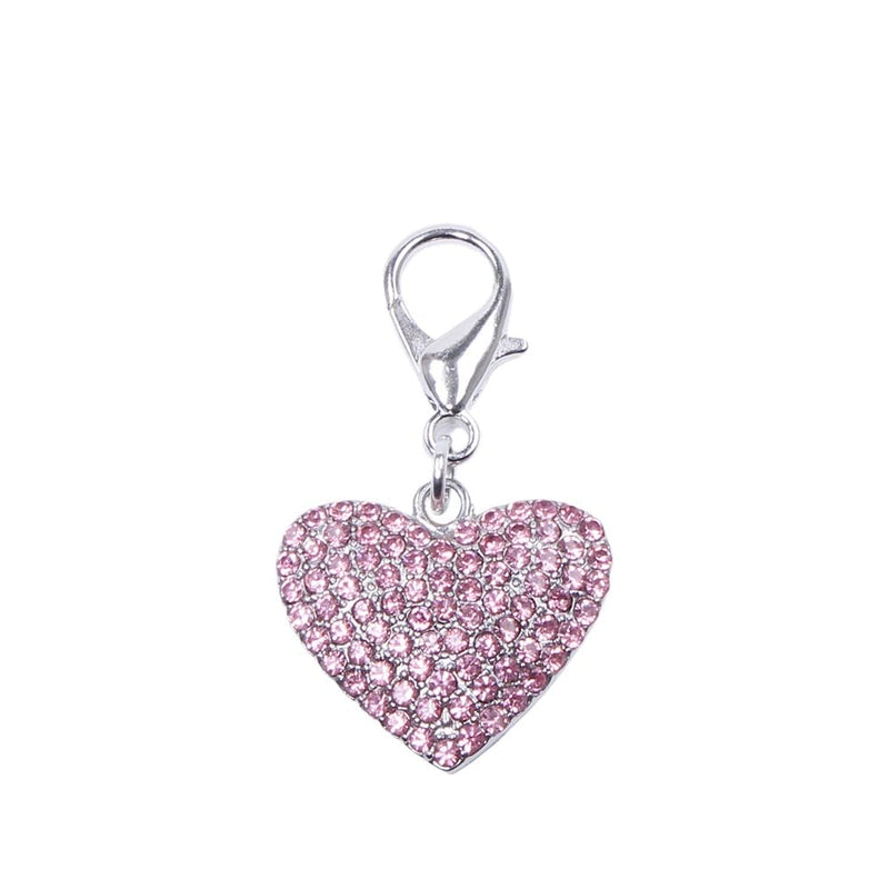 Dog and cat shiny heart shape full rhinestone charm pendant Pink - BeesActive Australia