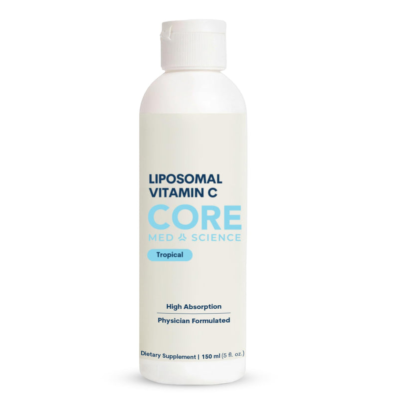 Core Med Science Liposomal Vitamin C Liquid 1000mg - 5 Fl Oz, 30 Servings | Physician Developed, High Absorption to Support Immunity, Collagen & Skin Health – Quali-C Ascorbic Acid, Made in USA Tropical Formula