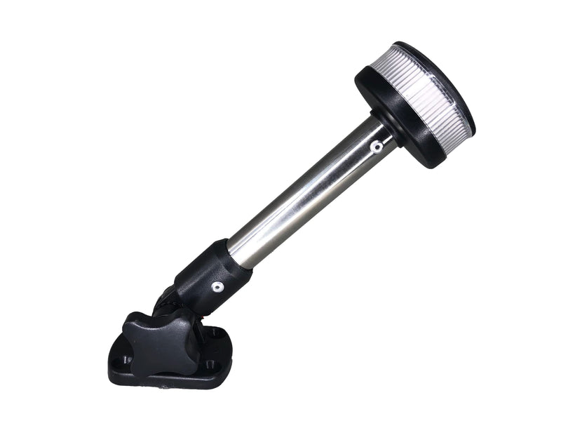 Pactrade Marine Boat Fold Down Stern Light Anchor Light All Round White LED Marine Adjustable Pole USCG 2 NM For Yacht Pontoon and Fishing Boat 12 Volts 8 Inches Adjustable Base (8")