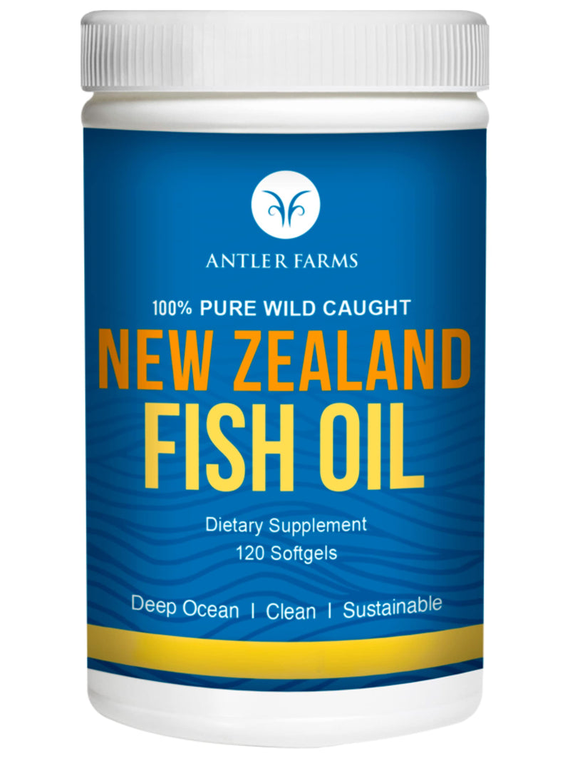 Antler Farms - 100% Pure Wild Caught New Zealand Fish Oil from Deep Ocean, Cold Water Fish, 120 Softgels - Clean, Fresh Omega-3 EPA + DHA Supplement, Keto Friendly, Super Clean | 100% Pure Fish Oil Supplement from Deep Ocean, Cold Water Fish, Clean, Fr...