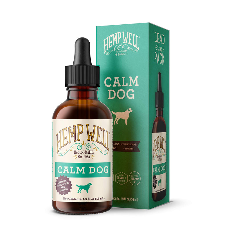 Hemp Well Calm Dog Oil, Calming Support for Dogs with Chamomile, Melatonin & Lemon Balm, Organic Hemp Seed Oil, Stress Support for Travel, Thunderstorms & Separation, 2 oz