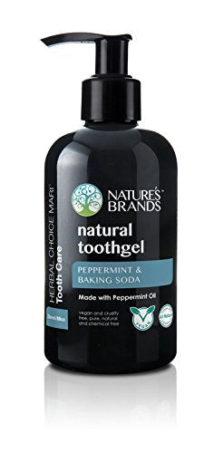 Natural Toothgel (Peppermint & Baking Soda) by Herbal Choice Mari; 8 fl oz BPA-Free Plastic Bottle 8 Fl Oz (Pack of 1) Peppermint & Baking Soda