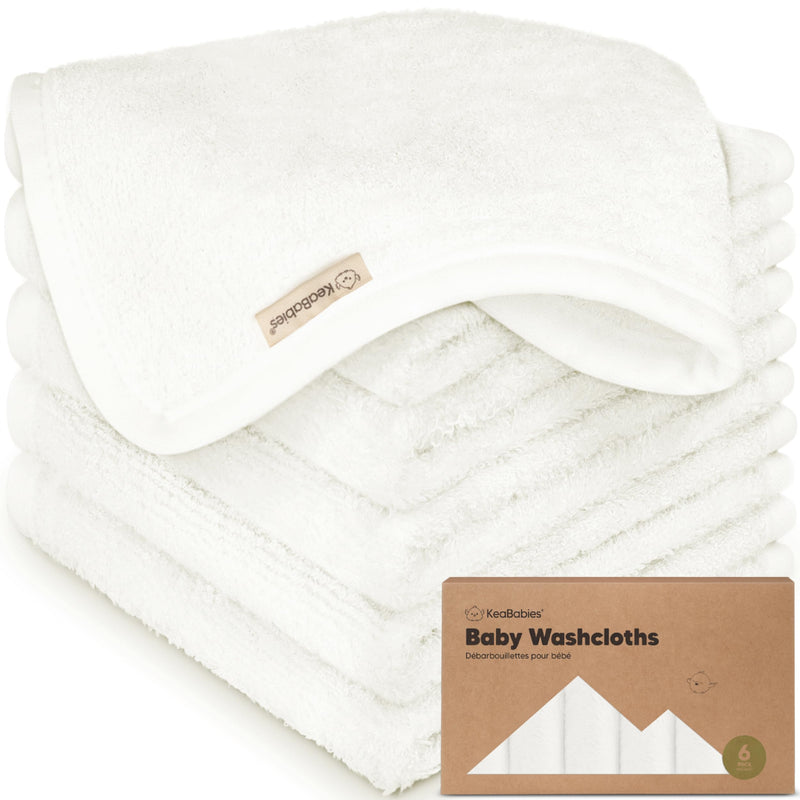 6-Pack Baby Washcloths - Soft Viscose Derived from Bamboo Washcloth, Baby Wash Cloths, Baby Wash Cloth for Newborn, Kids, Bath Baby Towels, Face Towel, Face Cloths for Washing Face(White) White - BeesActive Australia
