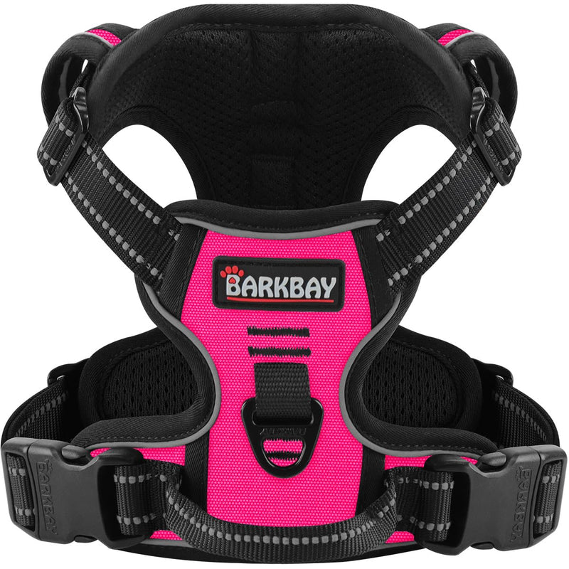 BARKBAY No Pull Pet Harness Dog Harness Adjustable Outdoor Pet Vest 3M Reflective Oxford Material Vest for PINK Dogs Easy Control for Small Medium Large Dogs (L) - BeesActive Australia