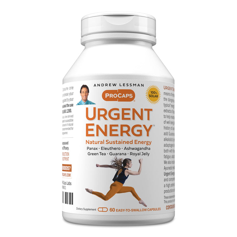 ANDREW LESSMAN ProCaps Urgent Energy B-Complex 60 Capsules | Advanced Energy Formula with B-Complex Vitamins, Adaptogenic Herbs & Natural Caffeine. No Jitters. 60 Count (Pack of 1)