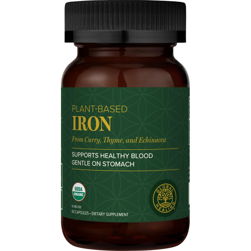 Iron Supplement for Women & Men - Blood Builder Liquid Iron Vitamin (2 Oz) | Global Healing Iron Supplement- Natural Energy to Combat Fatigue, Brain Health