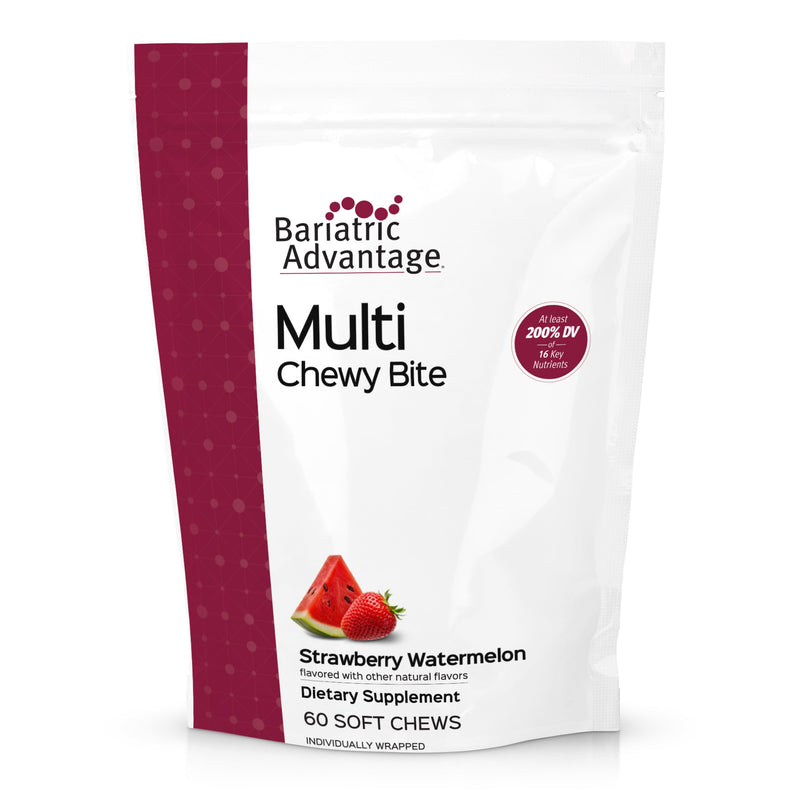 Bariatric Advantage Multi Chewy Bite, Strawberry Watermelon, 60 Count | Soft Chew Multivitamin for Bariatric Surgery Patients, Chewable Multivitamin with Folic Acid, Vitamin D3 and More