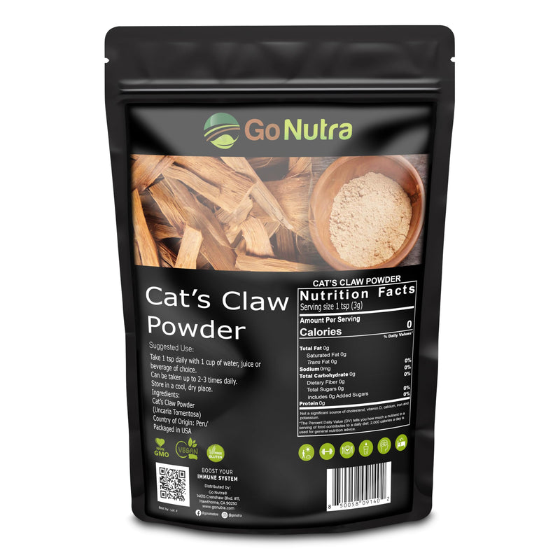 Go Nutra - Cat’s Claw Powder, Pure Cats Claw Herbal Supplement Wildly Harvested from Peru, All Natural UNA de Gato for Water, Tea, Juice, and More, Non-GMO, Gluten-Free, Vegan, 1lb