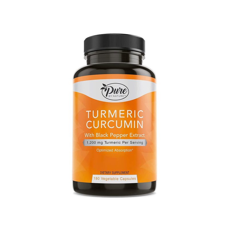 Pure By Nature Turmeric Curcumin with Black Pepper Extract 10 mg Capsules, 1200 mg per Serving, Organic, High Absorption Antioxidant Support (180 Count) - BeesActive Australia