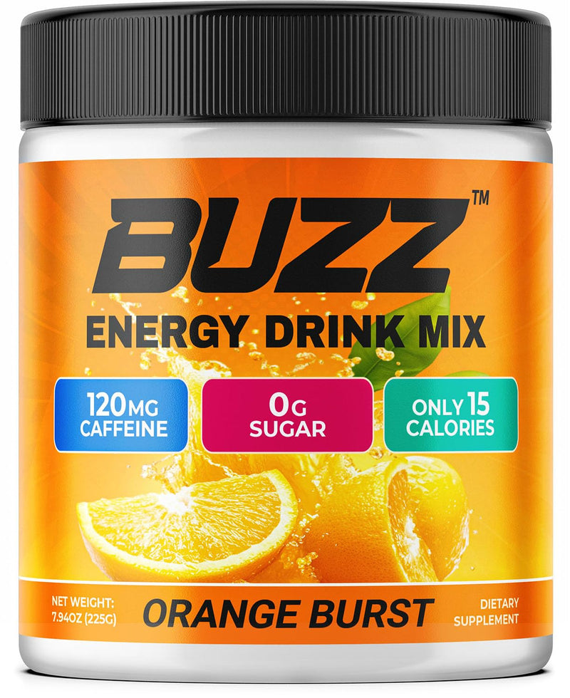 Sugar Free Energy Drink Powder, 18 Vitamins & Minerals, Orange Burst Flavor | Energy Drink Mix with amino acids for Pre Workout energy & focus, no jitters, no artificial dye, gluten-free, made in USA
