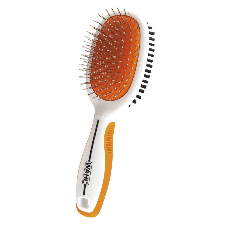 Wahl Premium Pet Double Sided Pin Bristle Brush with Patented Stacked Pin Design for Dogs - Removes Loose Hair & Stimulates the Skin while Creating a Soft Coat Shine - Model 858501 Orange 1 Count (Pack of 1) - BeesActive Australia