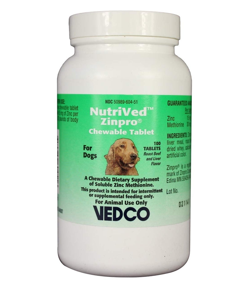 NutriVed Zinc & Methionine Chewable Tablets for Dogs (100 count) - PawsPlanet Australia
