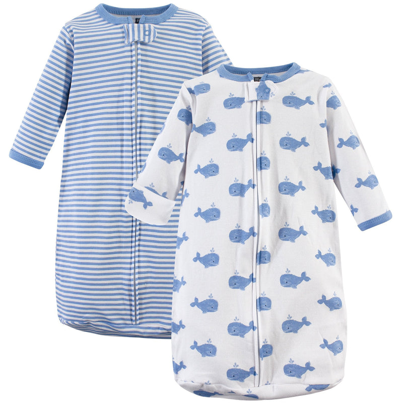 Hudson Baby Unisex BabyCotton Long-Sleeve Wearable Sleeping Bag, Sack, Blanket 0-3 Months Blue Whales - BeesActive Australia