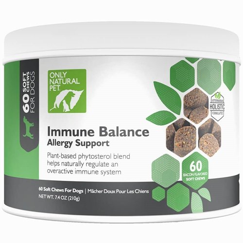 Only Natural Pet Immune Balance - Immunity Booster for Itchy Skin Licking & Scratching w/Phytosterols for Seasonal or Food Allergies Vitamin Supplement for Healthy Dogs & Cats - 60 Soft Chews - PawsPlanet Australia