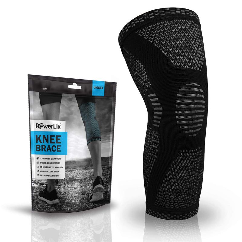 POWERLIX Knee Compression Sleeve - For Men & Women – Knee Support for Running, Basketball, Weightlifting, Gym, Workout, Sport Black Large - BeesActive Australia