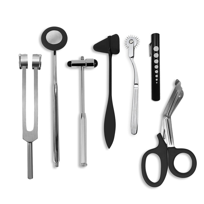 7 pcs Neurological Percussion Set, Reflex Taylor Buck Hammer Pinwheel Diagnostic Kit for Nurses, EMS, Medical Students, Clinical - BeesActive Australia