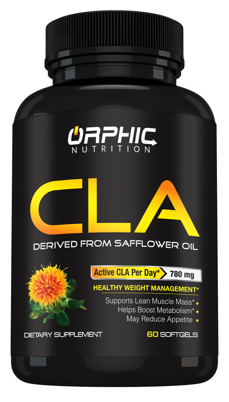 ORPHIC NUTRITION CLA Safflower Oil Supplement - Made with Safflower Oil - 780mg Non-Stimulant Conjugated Linoleic Acid for Men & Women* to Support Weight Loss Efforts and Metabolism* - 60 Softgels - BeesActive Australia