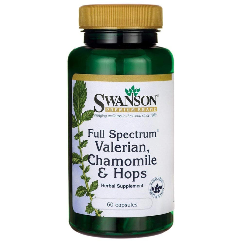 Swanson Valerian, Chamomile '&' Hops - Full Spectrum Herbal Supplement Promoting Relaxation '&' Comfort - Natural Formula Supporting Mind '&' Body Wellness - (60 Capsules) 1