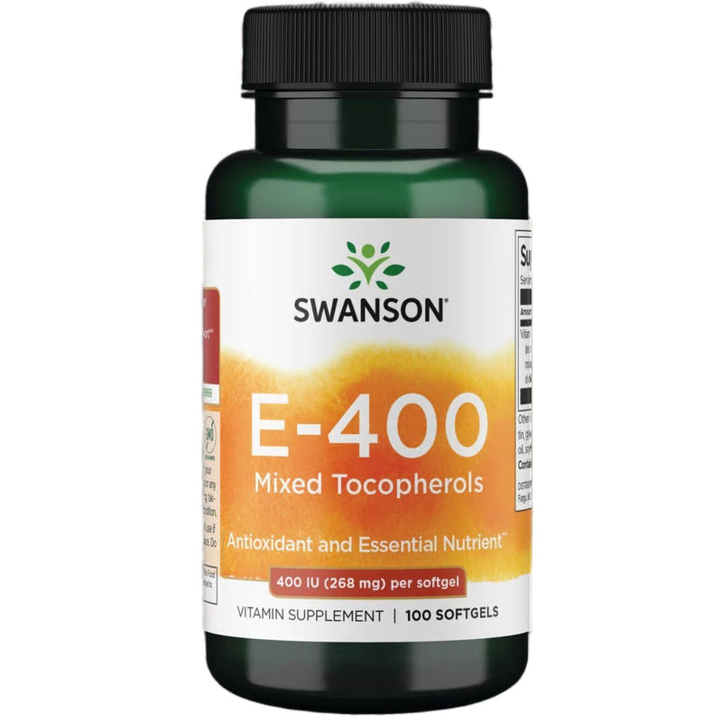 Swanson Vitamin E Mixed Tocopherols, 268 mg, 100 Softgels | Sourced from Mixed Tocopherols for Daily Antioxidant Support, a Full-Spectrum Formula with Plant-Based Ingredients 100 Count (Pack of 1)
