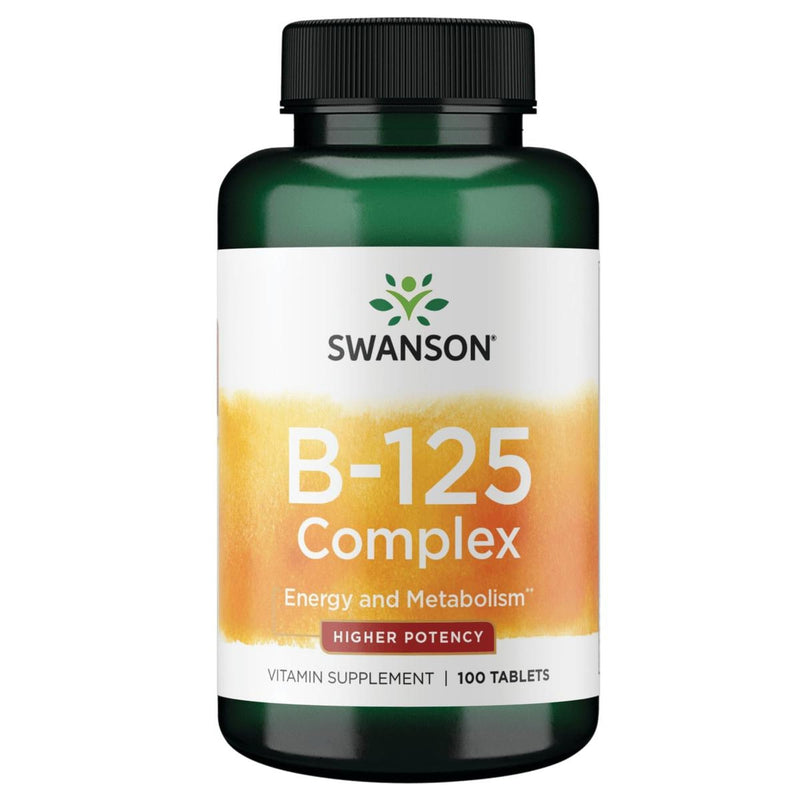 Swanson Vitamin B-125 Complex 100 Tabs | Promotes Nervous System, Immune and Cardiovascular Health; Supports Neurotransmitter Production for a Positive Mood 100 Count (Pack of 1)