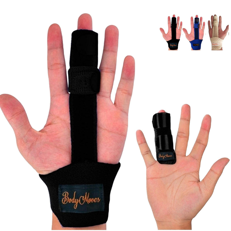 BodyMoves Finger splint and Finger extension splint trigger finger mallet finger broken finger post operative care Finger knuckle immobilization injury (midnight black) midnight black - BeesActive Australia