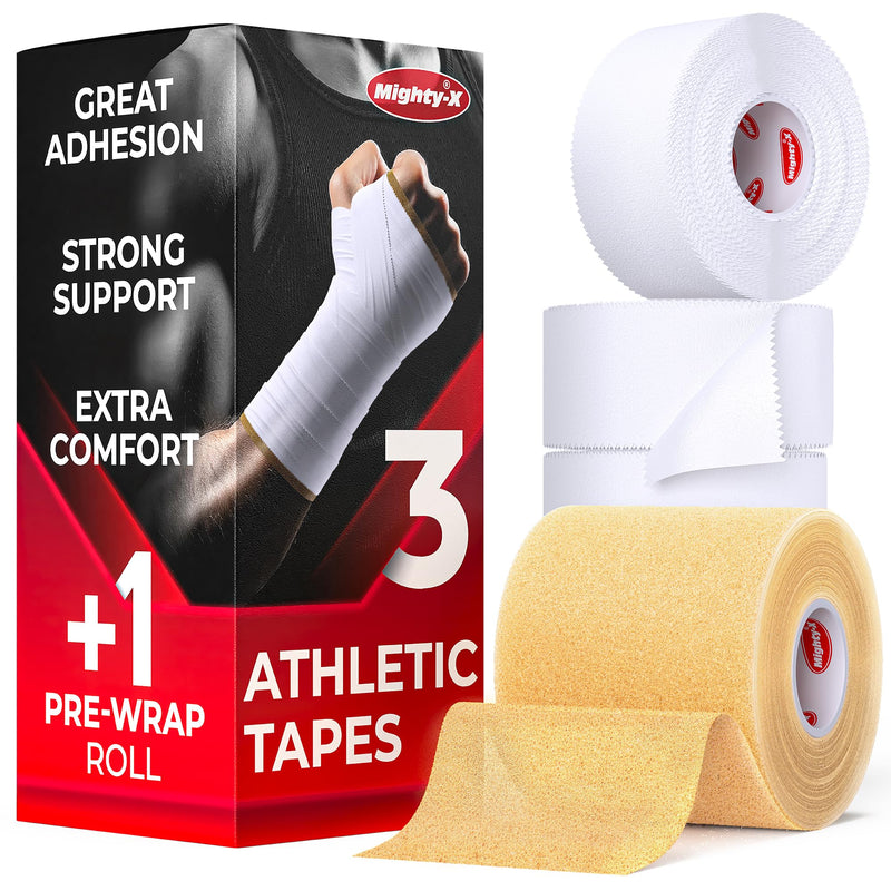 Premium White Athletic Tape for Injuries - 3 Pack with Pre-wrap - Easy Tear & No Sticky Residue - Sports Zinc Oxide Tape - Ankle, Wrist, Fingers - Ideal for Soccer, Gymnastics, Boxing - BeesActive Australia