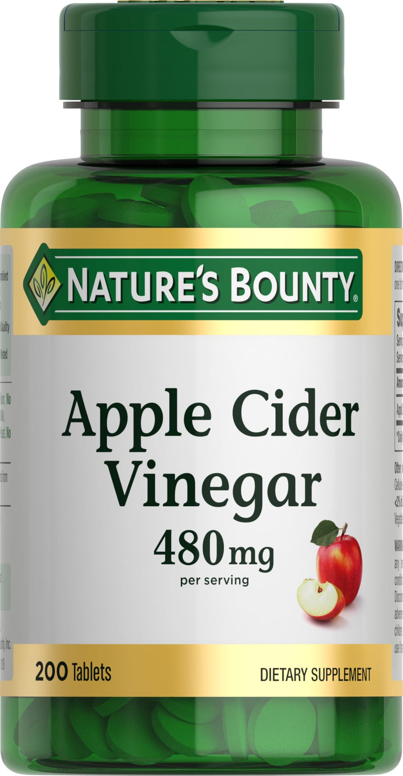 Nature's Bounty Apple Cider Vinegar 480mg, 200 Tablets 200 Count (Pack of 1)