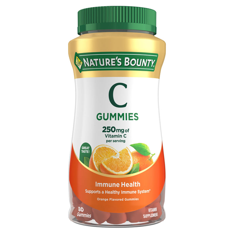 Nature's Bounty Vitamin C Gummies, 250 mg Vitamin C, 80 Count | Immune Health, Vitamin Supplement, Orange Flavored Gummies 80 Count (Pack of 1)