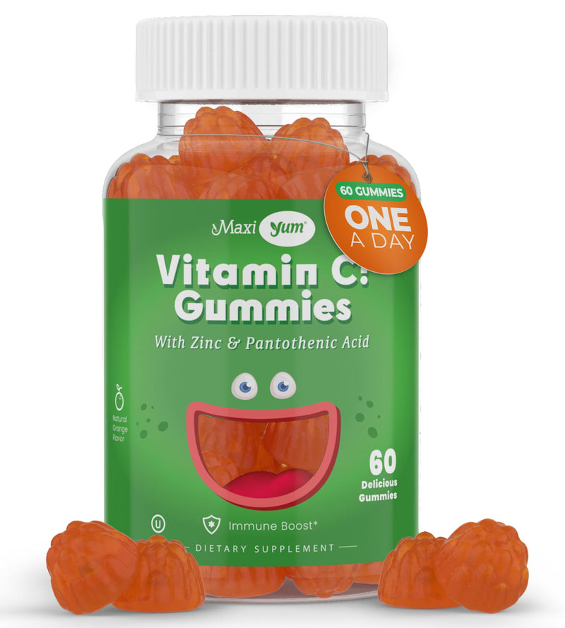 Maxi Health Vitamin C Gummies with Zinc – Vitamin C and Zinc Gummies for Kids & Adults – Immune Support + Respiratory Support – No Artificial Flavors or Preservatives Kosher – 60 Gummies | Kosher | Vitamin C Gummies for Adults & Kids with Zinc | No Art...