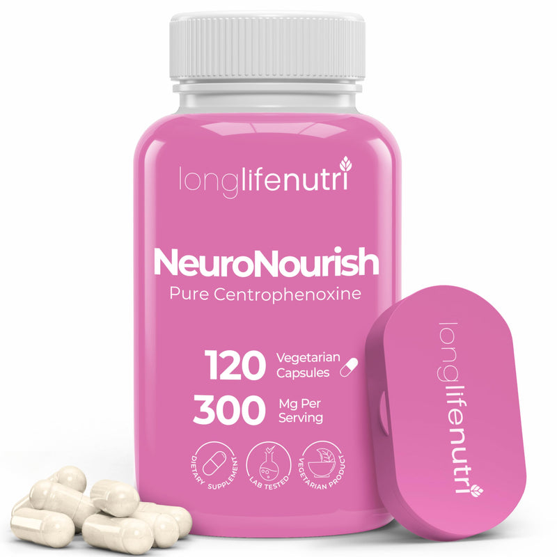 NeuroNourish (Centrophenoxine) 300mg - 120 Vegetarian Capsules, 4-Month Supply, Natural Nootropic for Strengthening Memory, Focus, & Cognitive Function, GMP Certified, Made in USA 120 Count (Pack of 1)