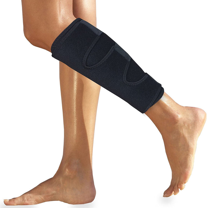 Calf Brace, Shin Splint Support Lower Leg Compression Wrap with Adjustable Three Anti-Slip Strap Support for Pulled Calf Muscle Pain Strain Injury, Sprain and Swelling, Fits Men and Women (Black) - BeesActive Australia