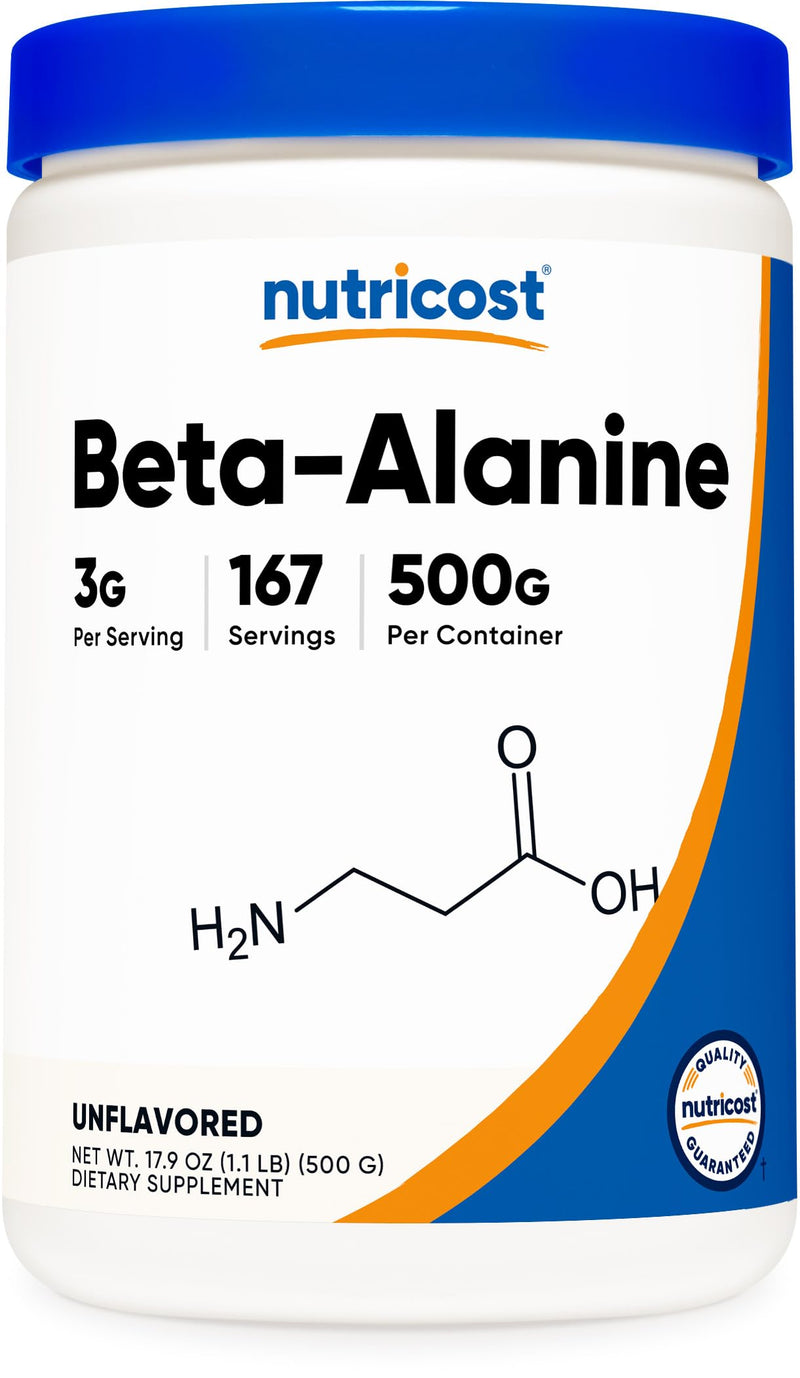 Nutricost Beta Alanine Powder 500 Grams (1.1lbs) - Pure Beta Alanine, Gluten Free & Non-GMO 1.1 Pound (Pack of 1) - BeesActive Australia