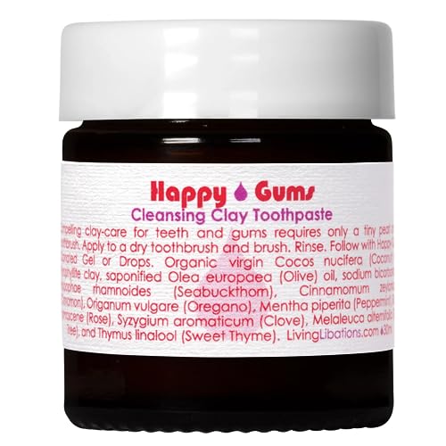 Living Libations - Organic Happy Gums Cleansing Clay Toothpaste | Natural, Wildcrafted, Vegan Clean Beauty (1 fl oz) 0.84 Fl Oz (Pack of 1)