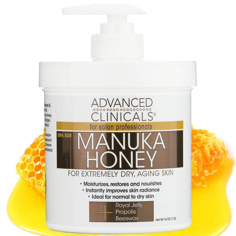 Advanced Clinicals Manuka Honey Cream Face Moisturizer & Body Butter Lotion For Dry Skin | Firming & Hydrating Miracle Balm Skin Care Moisturizing Lotion For Women, Wrinkles, & Sun Damaged Skin, 16Oz 16 Ounce (Pack of 1) Manuka Honey Body Cream - BeesActive Australia