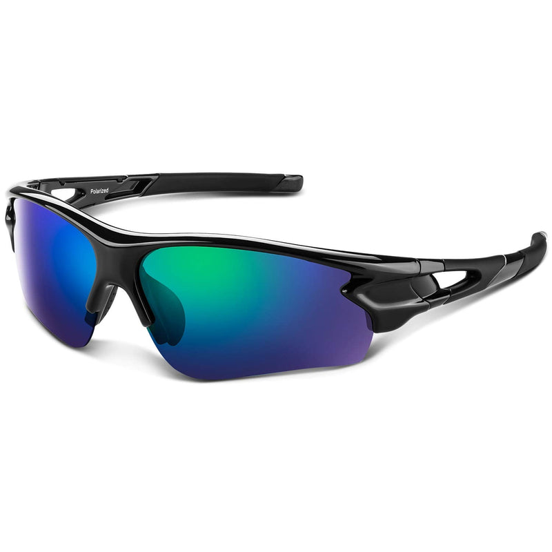 BEACOOL Polarized Sports Sunglasses for Men Women Youth Baseball Fishing Cycling Running Golf Motorcycle Tac Glasses UV400 Black Green - BeesActive Australia