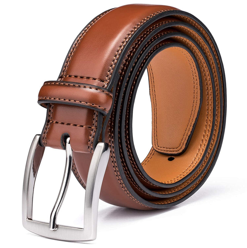 KM Legend Men's Leather Dress Belt-Classic & Fashion for Work Business and Casual 36 Essential Brown - BeesActive Australia