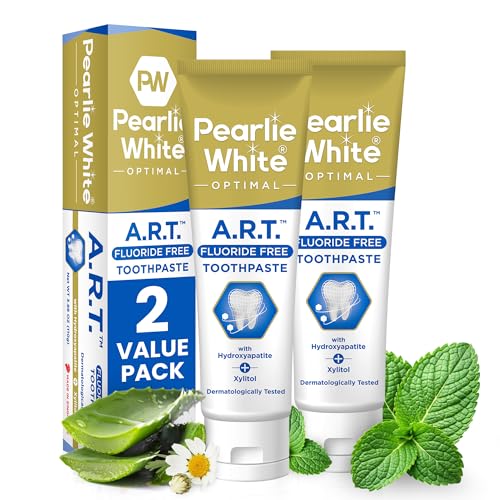 Pearlie White Active Remineralization Fluoride Free Toothpaste - 3.8oz/110gm - Remineralizing Toothpaste for Tooth Enamel Repair - Helps Remove Stains - Contains Hydroxyapatite and Xylitol - Pack of 2 1.9 Ounce (Pack of 2)