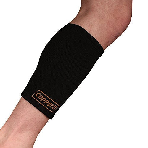 BambooMN Copper D Compression Calf Support Brace - Size Large - Extra Large - All Black - 1 Pack